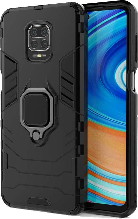 Противоударный чехол Xiaomi Redmi Note 9 Pro (подставка кольцо) Black (16802-2B)
