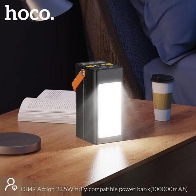 Повербанк Hoco DB49 4USB/Type-C/Lightning LED Light 22,5W 100000 mAh Черный - фото 7
