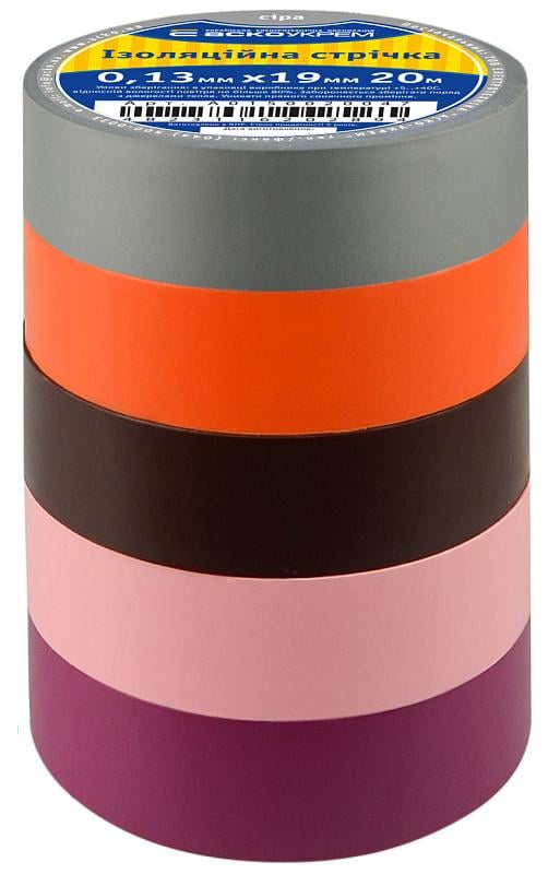Набор изоляционных лент АСКО-УКРЕМ ПВХ 19x0,13 мм 20 м 5 цветов 5 шт. (A0150020020)