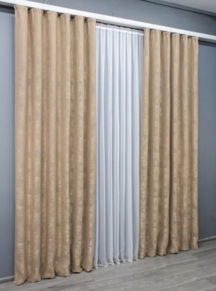 Тканина для штор Sultan YL жакард Темно-бежевий (1699ш) - фото 2