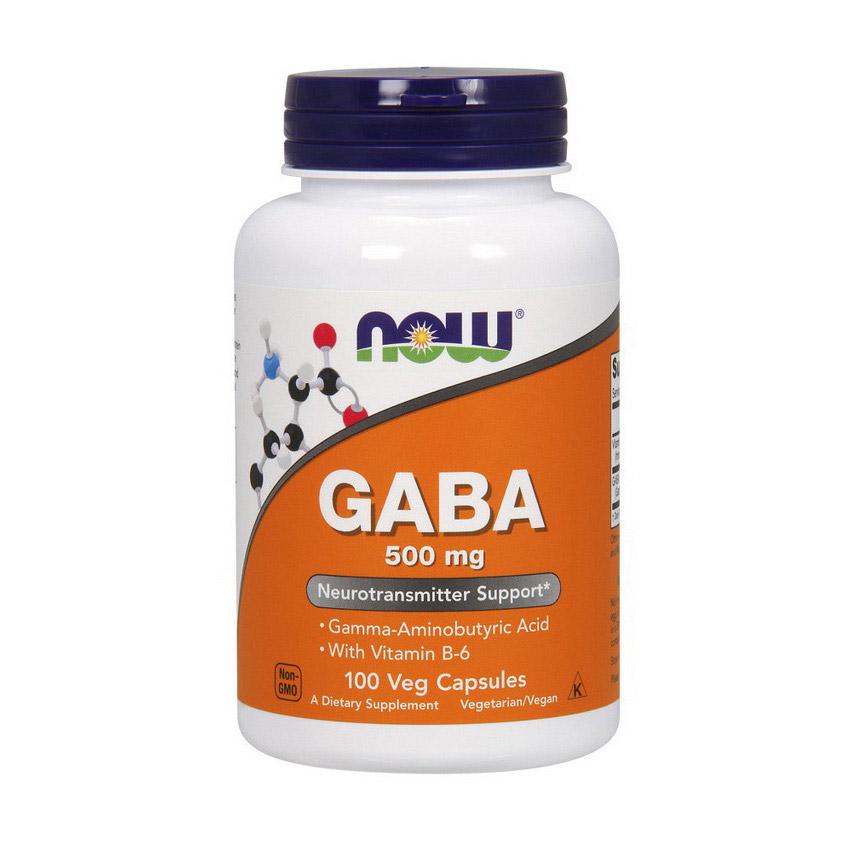 Гамма-аміномасляна кислота Now Foods GABA з вітаміном B-6 500 mg 100 veg caps (05703-01)