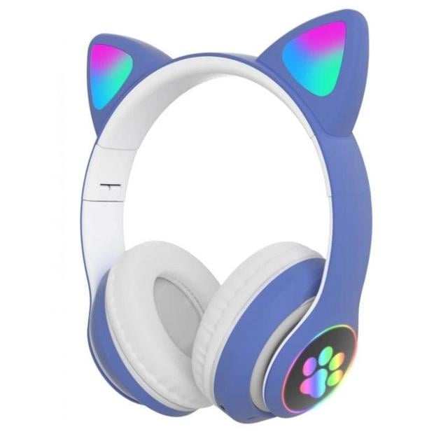 Наушники беспроводные Cat Ear VZV-23M Bluetooth с подсветкой Синий (373077) - фото 1