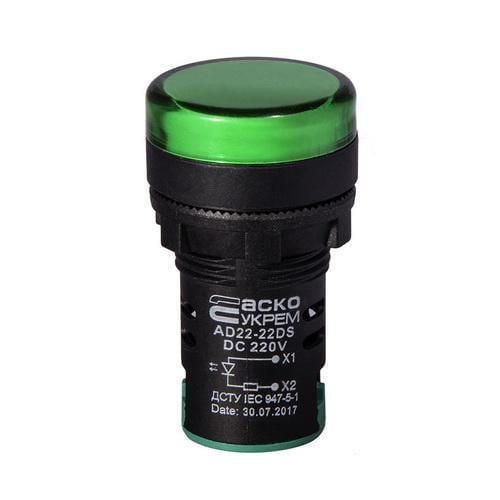 Светосигнальная арматура АСКО-УКРЕМ AD22-22DS 220V DC Зеленый (A0140030082)