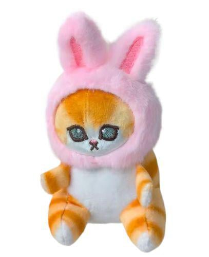 Игрушка мягкая Кот Рыжий в костюме зайца 13 см