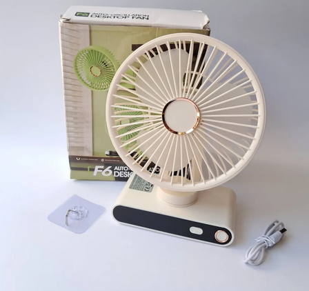 Вентилятор портативный Fan аккумуляторный с подсветкой Бежевый (U-2787W) - фото 8
