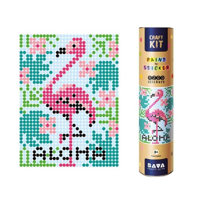 Картина за номерами стікерами Умняшка Фламінго 1777 в тубусі 1200 стікерів 33х48 см (RLT12760)