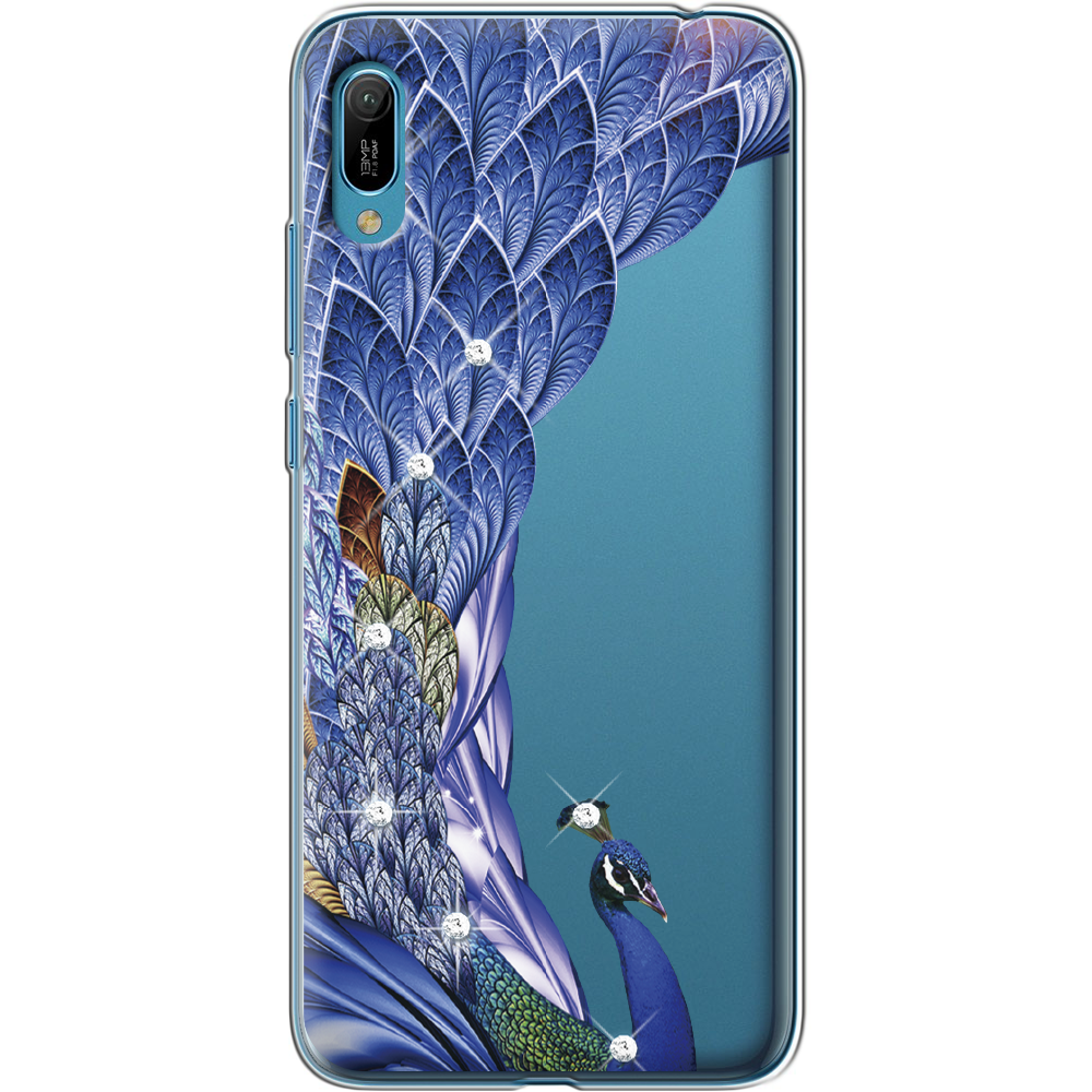 Чохол Boxface Huawei Y6 2019 Павич зі стразами Прозорий силікон (36451-rs7-36451)
