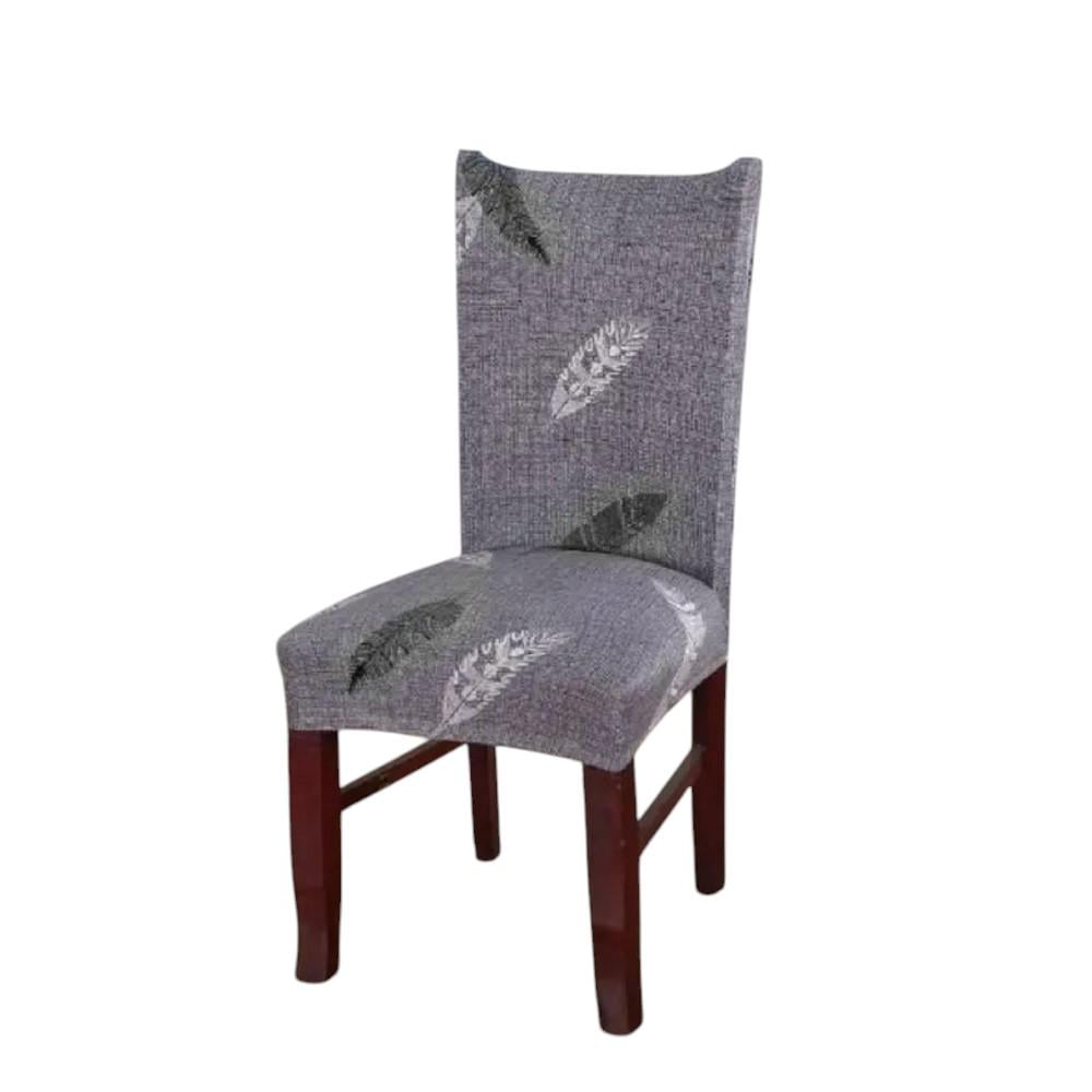 Чехол на стул Stenson R8995 Листья Серый (27918740)