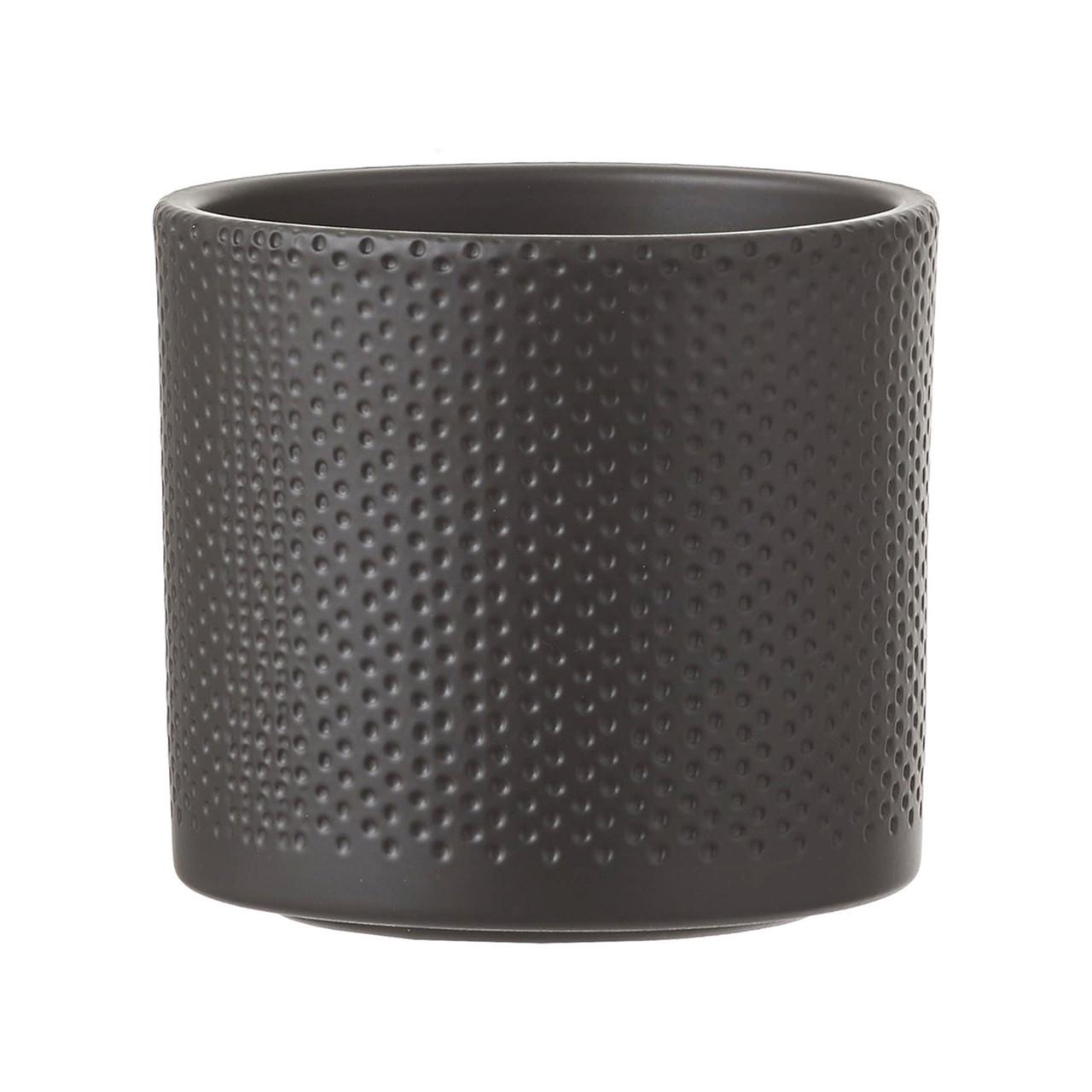 Кашпо Edelman Era pot round рельефный 23х21,5 см Черный матовый (A-025787)
