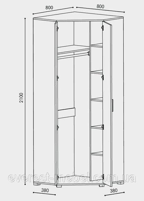 Шкаф угловой Еверест Бриз ШКУ-14 80х80х210 см Дуб сонома/Трюфель (EVR-20039) - фото 3 Шкаф угловой Еверест Бриз ШКУ-14 80х80х210 см Дуб сонома/Трюфель (EVR-20039) - фото 3