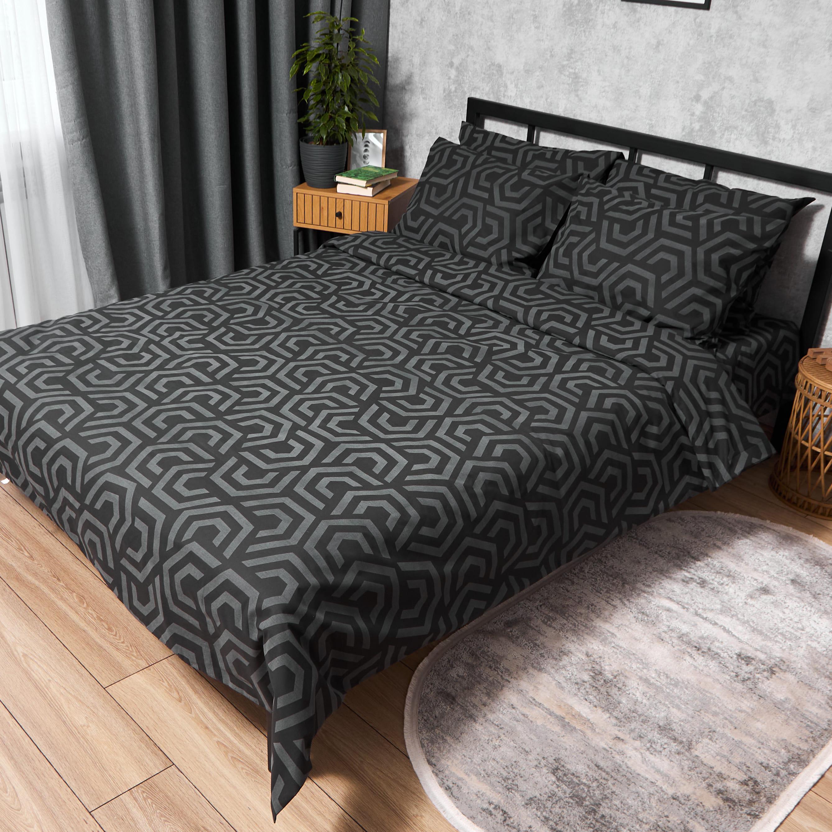 Комплект постельного белья Moon&Star Бязь Gold Люкс Black Style полуторный 160х220 см наволочки 2 шт. (MS-820010382)