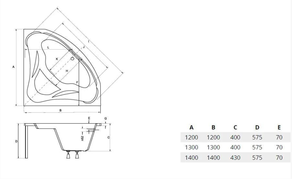 Ванна акриловая угловая Besco MIA 130x130 см (1145140495) - фото 4 Ванна акриловая угловая Besco MIA 130x130 см (1145140495) - фото 4