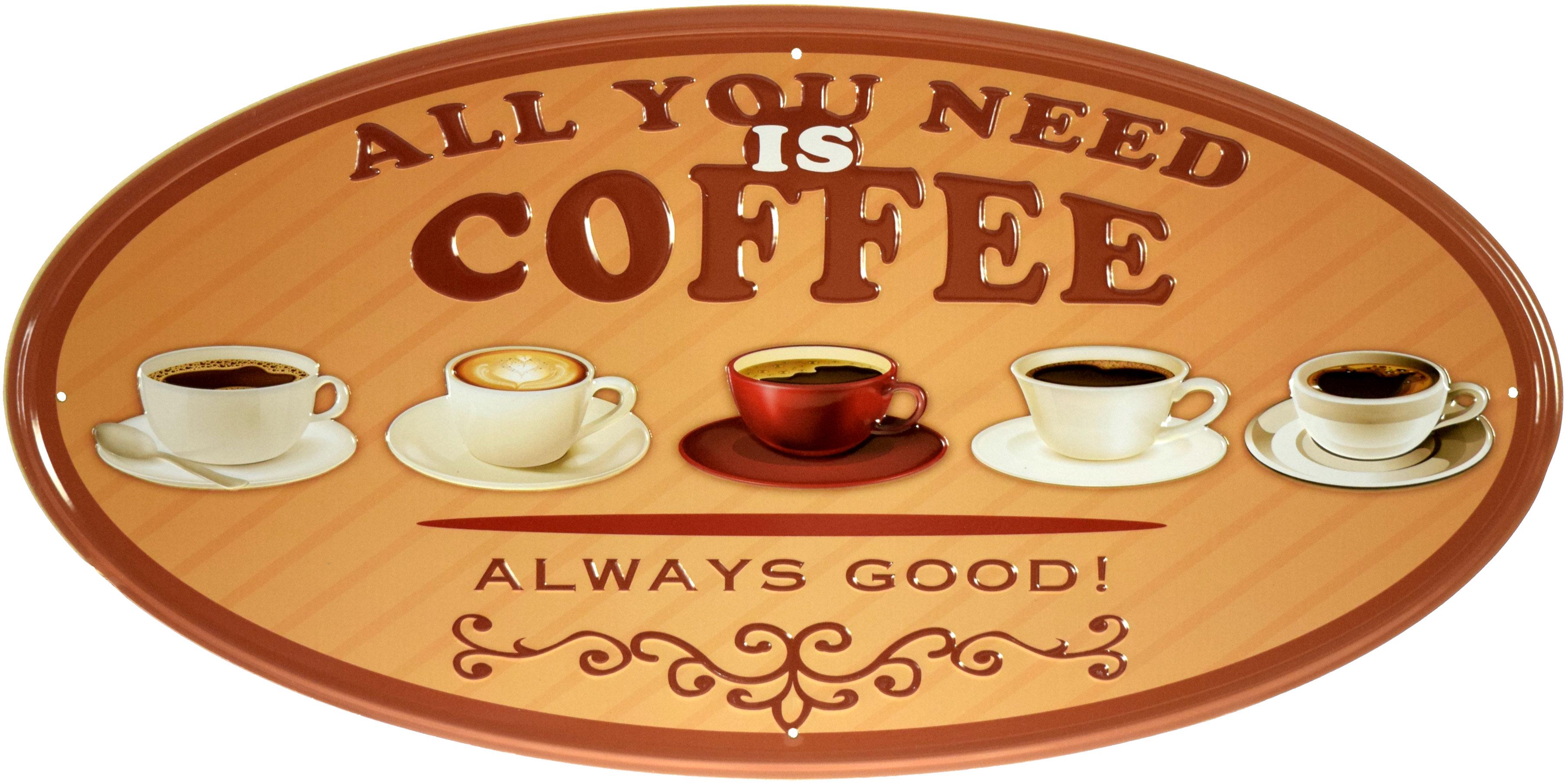 Табличка металева "All You Need Is Coffee Always Good" 23х46 см (ms-104193)