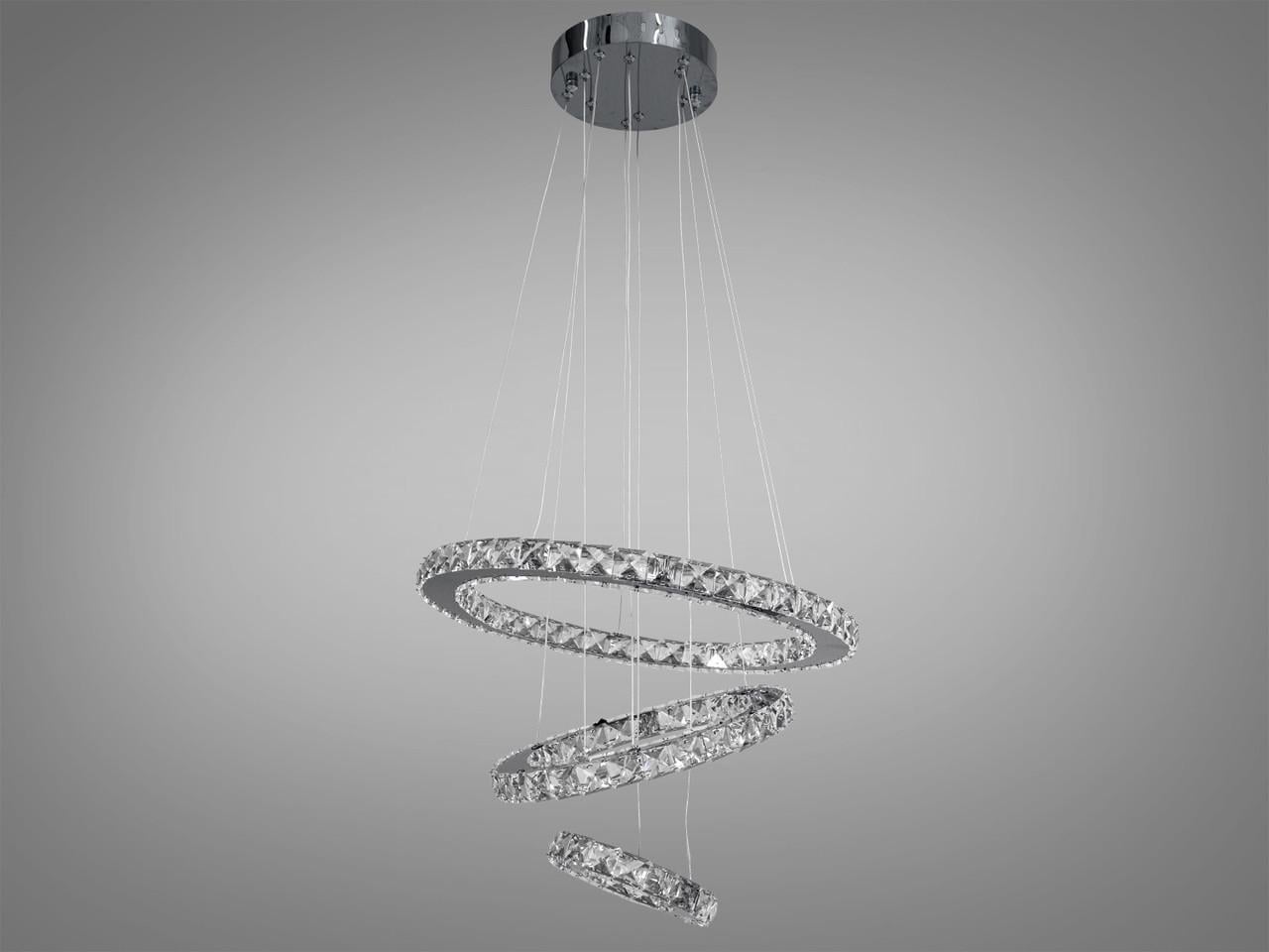 Люстра LED 7201-6W-480+340+190HR-LS Хрустальная 60W на 9 м2 Хром (2202864357)