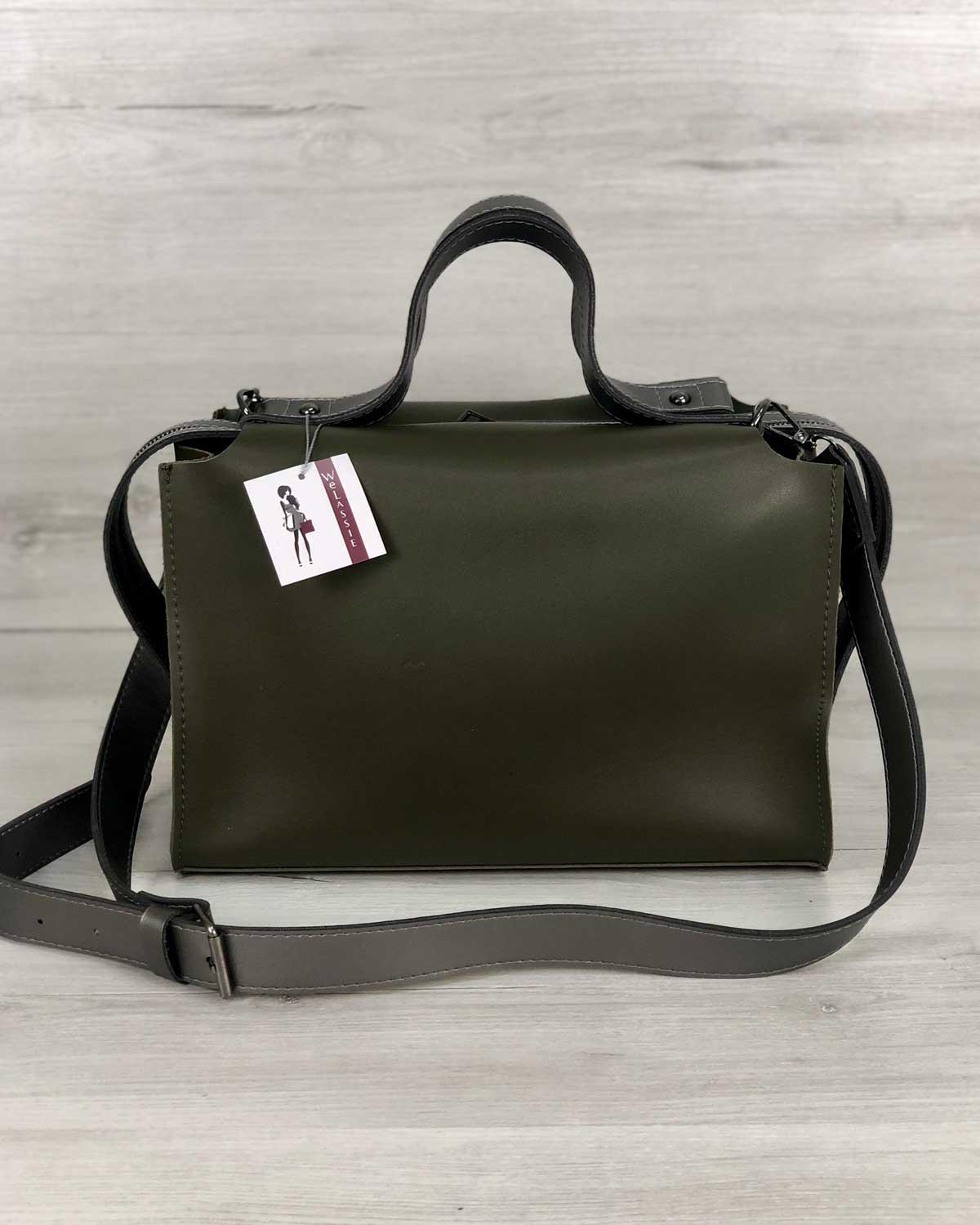 Сумка женская Welassie кросс-боди экокожа 2в1 Оливковый (wel-57208)