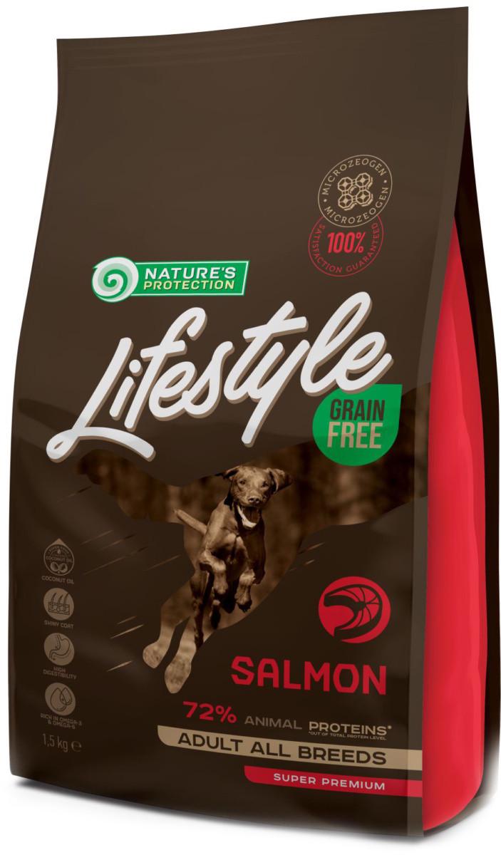 Корм сухой для собак Nature's Protection Lifestyle Grain Free Salmon All Breeds с лососем беззерновой 1,5 кг (4771317456779)