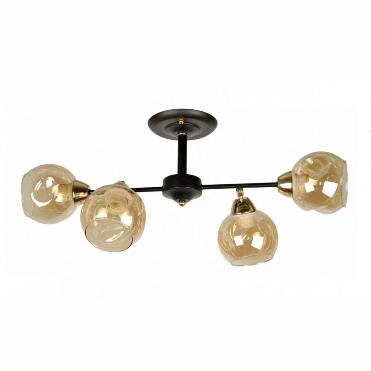 Люстра потолочная на 4 плафона Sirius Лофт 9528-4 FGD+BK+BR