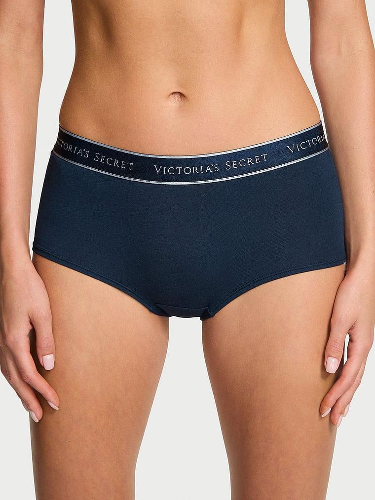 Трусики шортики женские Victoria's Secret Logo Cotton Boyshort XS Cиний (694087963215)