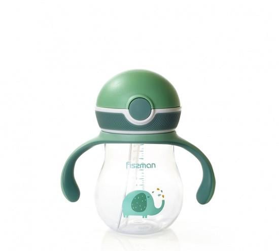 Поильник для напоїв дитячий Fissman 15x8x15 см 260 мл із соломкою із пластику Зелений (6906)