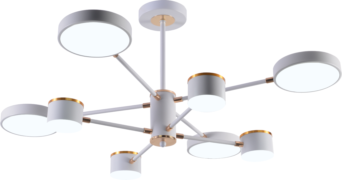 Люстра потолочная светодиодная Light House SRS-19598/8 WT/FGD Белый/Золотой