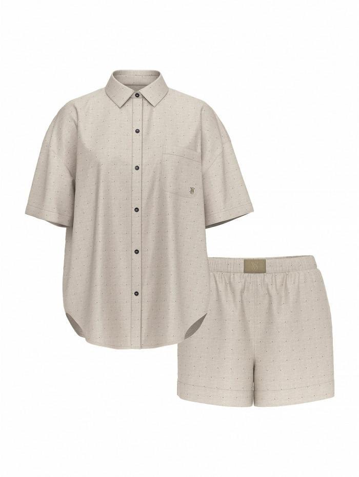 Піжама модал-котон сорочка/шорти Victoria's Secret Modal-Cotton Short Pajama Set XL Хакі (26811534D) - фото 3 Піжама модал-котон сорочка/шорти Victoria's Secret Modal-Cotton Short Pajama Set XL Хакі (26811534D) - фото 3