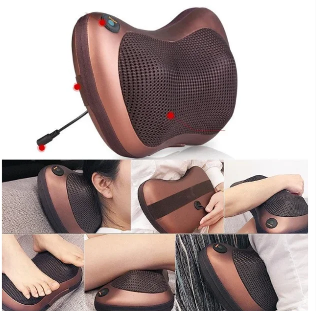 Массажная подушка инфракрасная Massage pillow для шеи и спины Коричневый (-1903764017) - фото 8