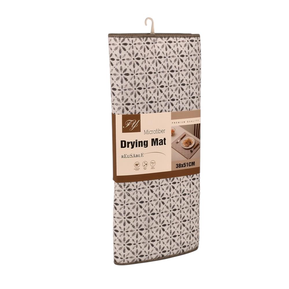 Коврик для мокрой посуды двухсторонний FY Ornament 38×51см микрофибра Коричневый/Бежевый (R97407)