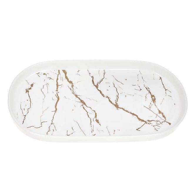 Блюдо порцелянове Flora Мармурова розкіш овальна 31х17 см Білий (33362)