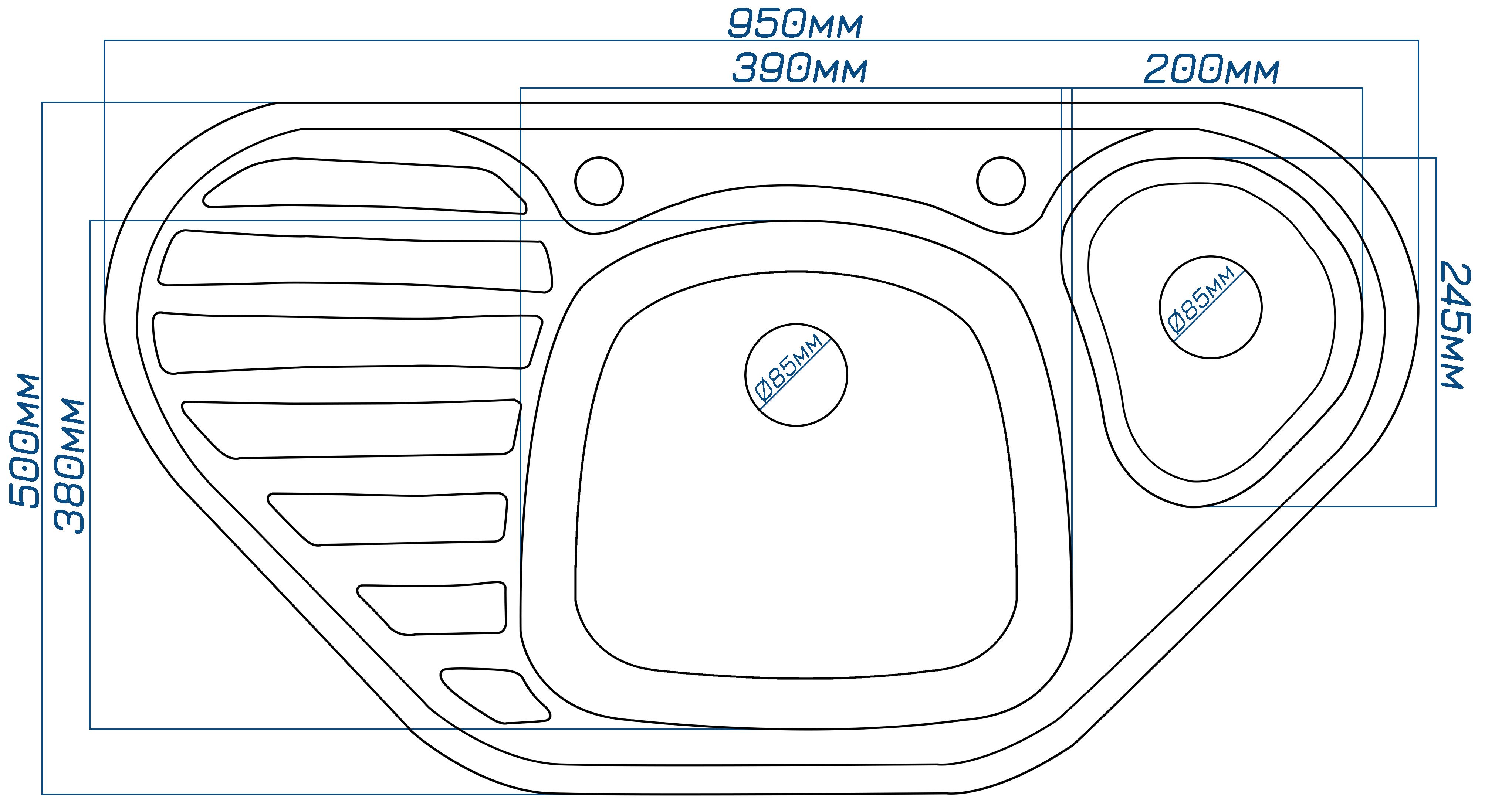 Мойка кухонная EcoLine EL20D 950x500 мм Терра - фото 3