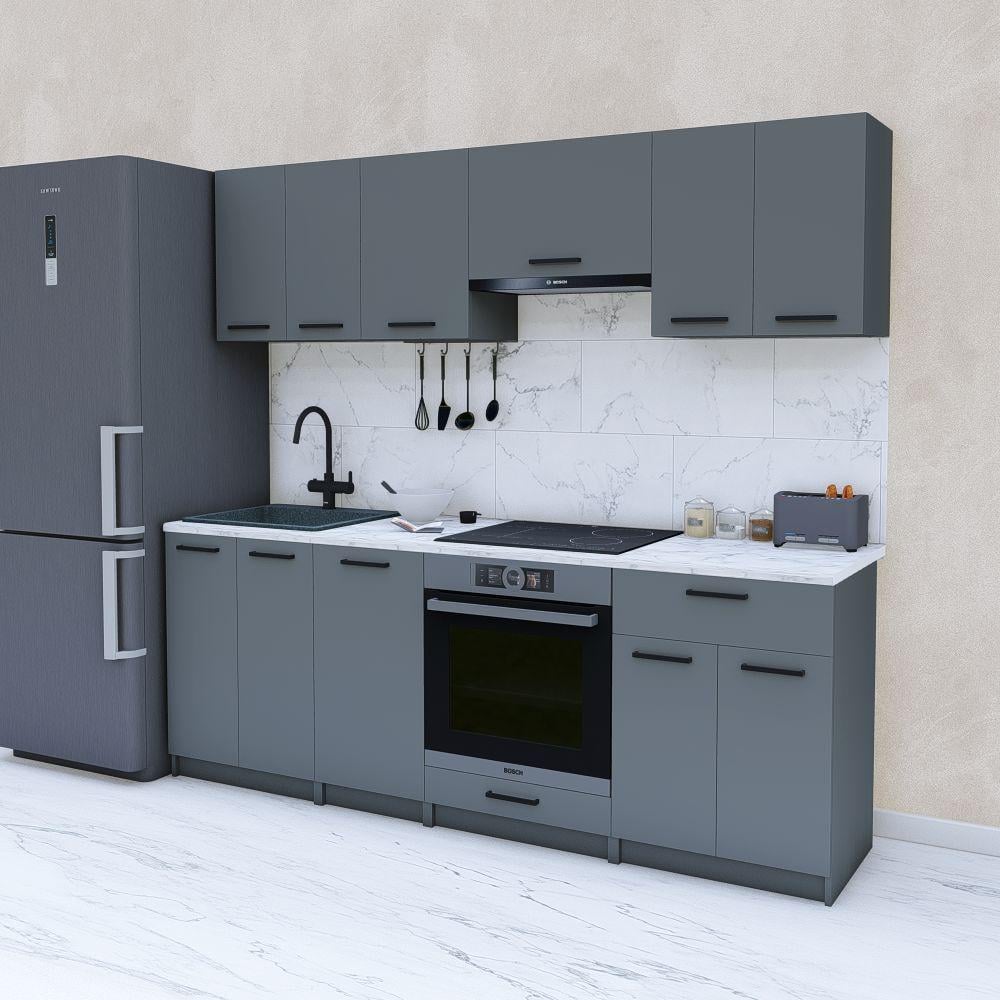 Кухня модульная готовая 2,2 м Графит (МП34б)