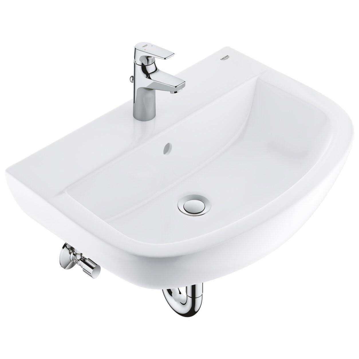 Умывальник подвесной со смесителем и сифоном Grohe BauCeramic 39644000 609x442x179 мм Белый (143686)