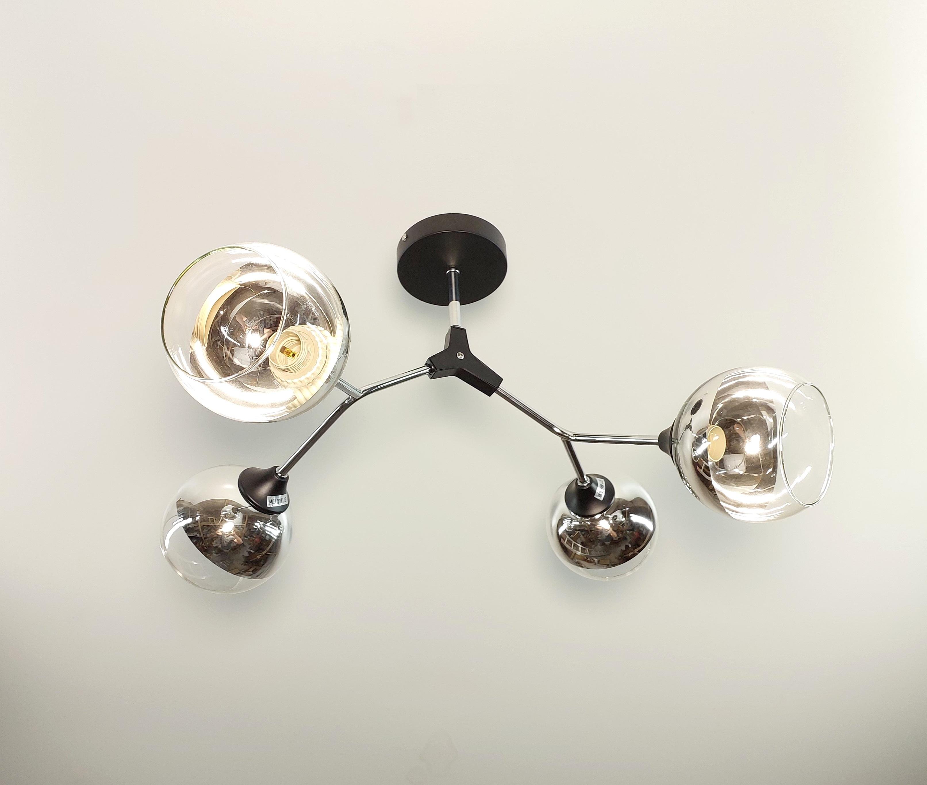 Люстра металлическая Лофт на 4 плафона Черный