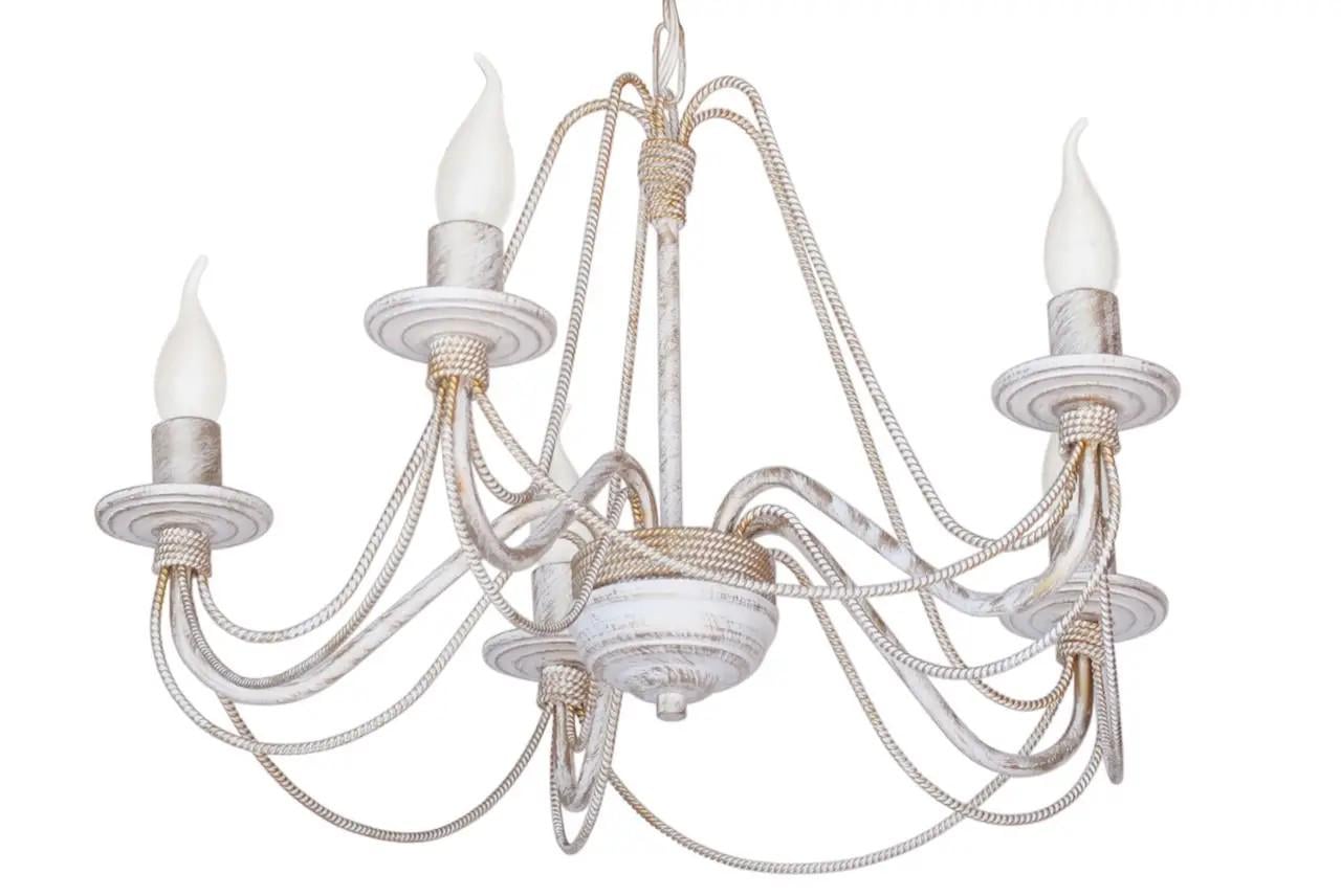 Люстра кованая Грация на 5 ламп Белый/Золотой (КИ5БЕЛ)