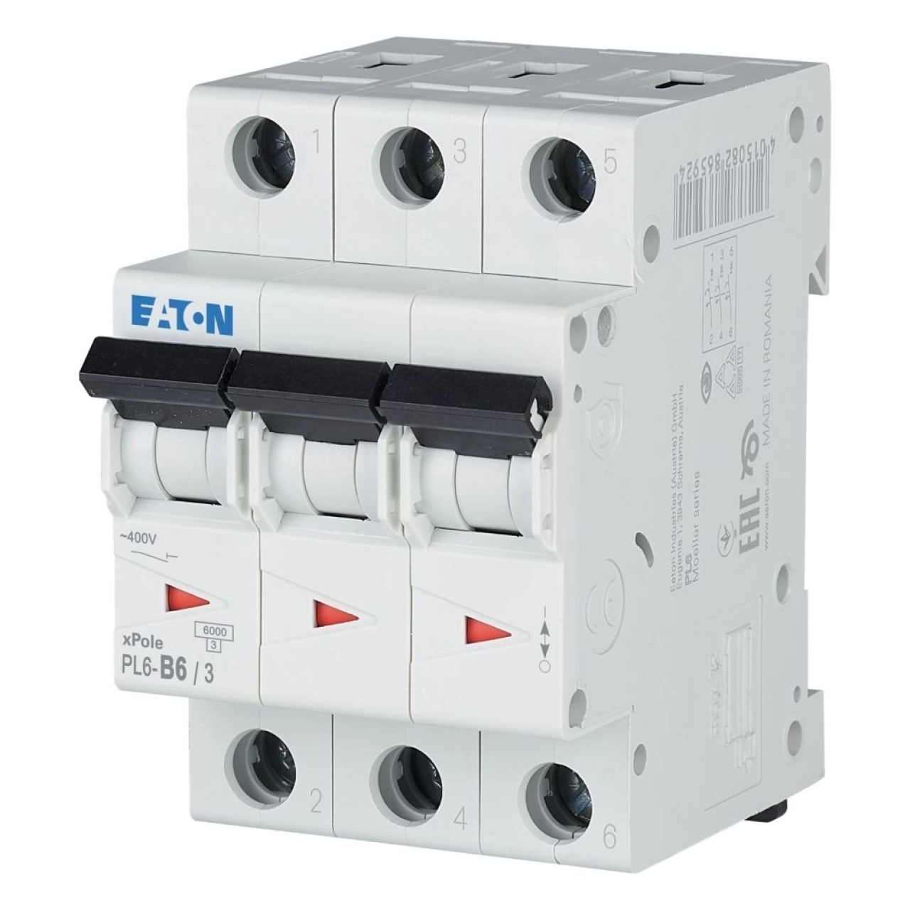 Автоматический выключатель Eaton PL6-B6/3 6kA 3п 6A