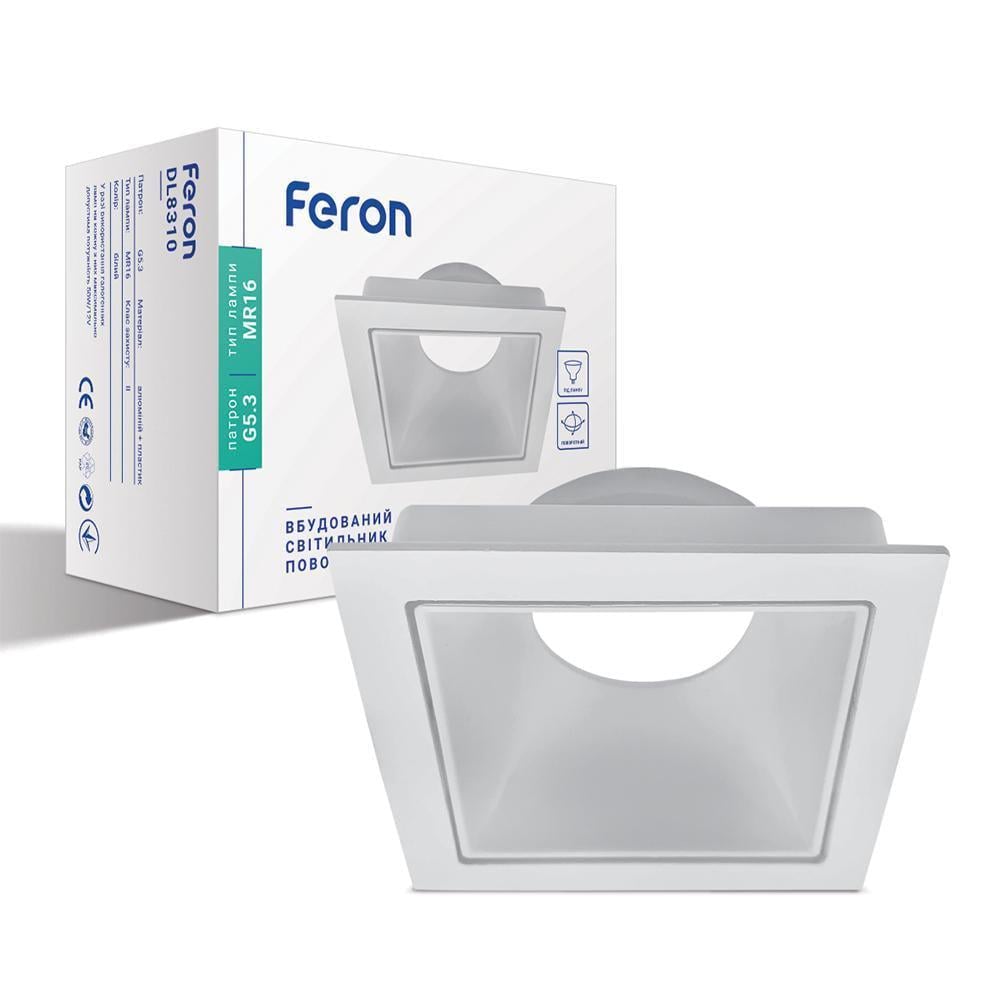 Светильник встроенный Feron DL8310 под цоколь GU5.3 поворотный Белый (15162)