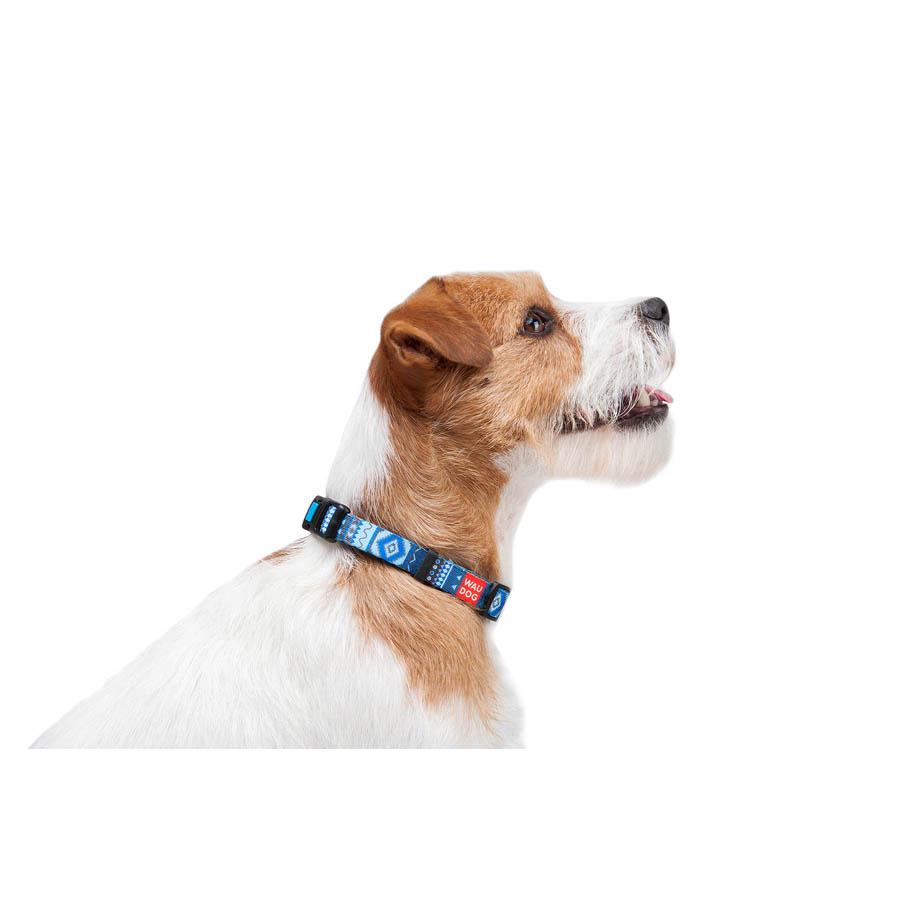 Ошейник для собак с QR-паспортом Waudog Nylon Этно пластиковый фастекс 15 мм 25-35 см Blue (4582) - фото 5