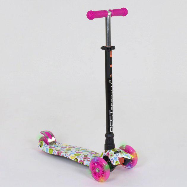 Самокат Best Scooter Maxi 779-1400 колеса с подсветкой Бело-розовый (45928559)