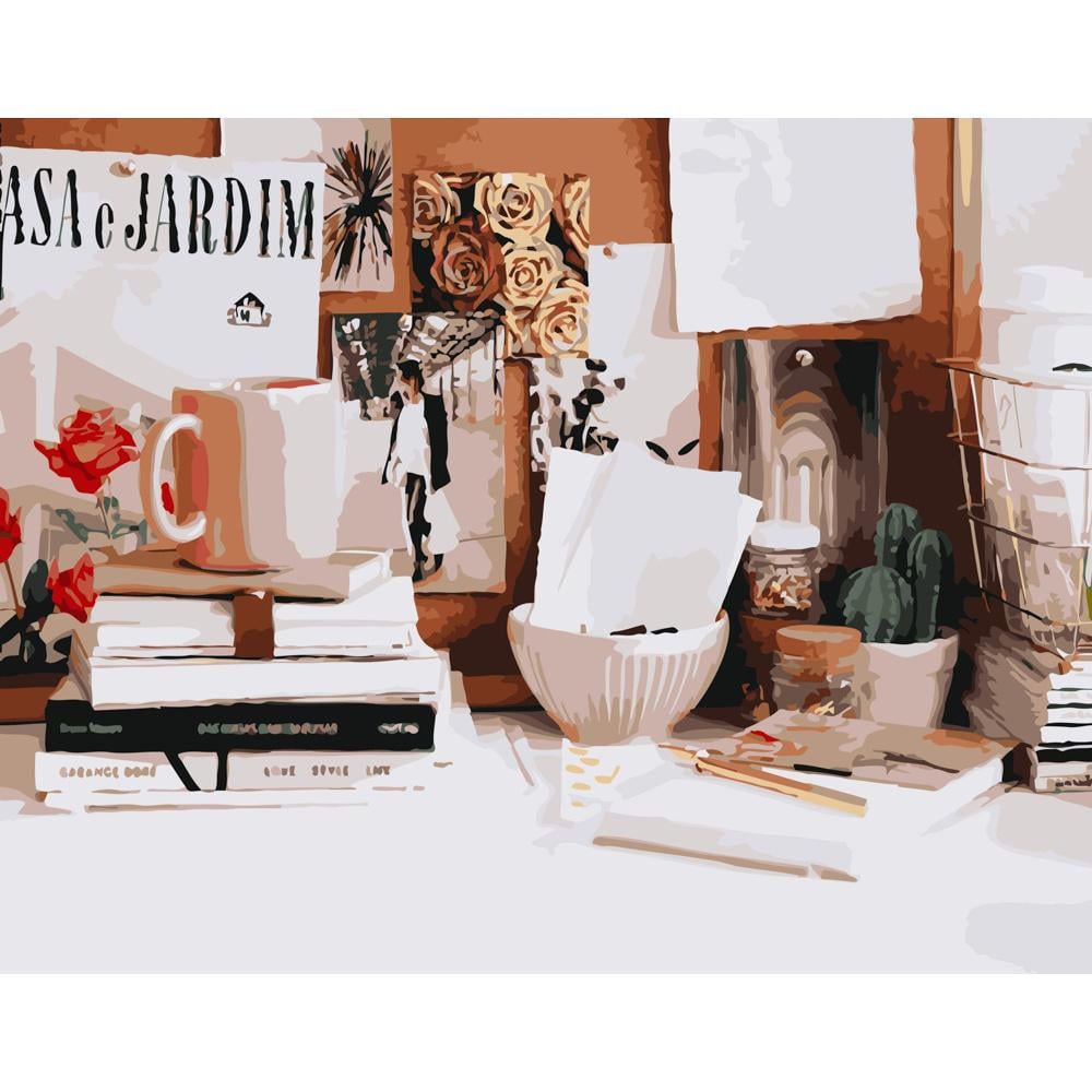 Картина по номерам Strateg Премиум Рабочая атмосфера 40x50 см (GS270)