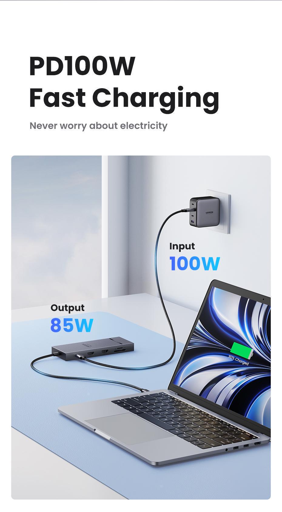 Док-станція USB-C Ugreen 30 100 10 Сірий (45366) - фото 11 Док-станція USB-C Ugreen 30 100 10 Сірий (45366) - фото 11