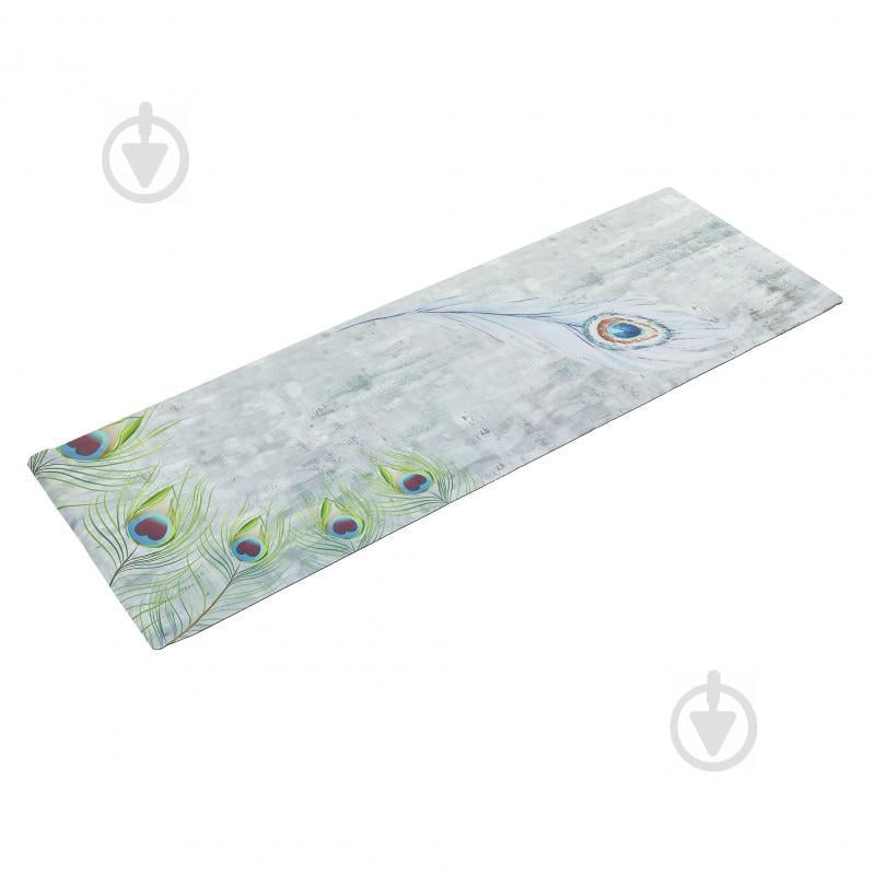 Коврик для йоги замшевый каучуковый двухслойный Record FI-5662-20 183cмx61cмx0.3cм Серо-салатовый