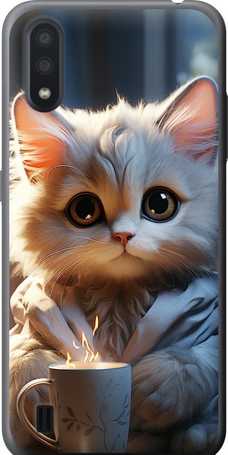 Чохол на Samsung Galaxy A01 A015F Білий кіт (5646u-1842-42517)