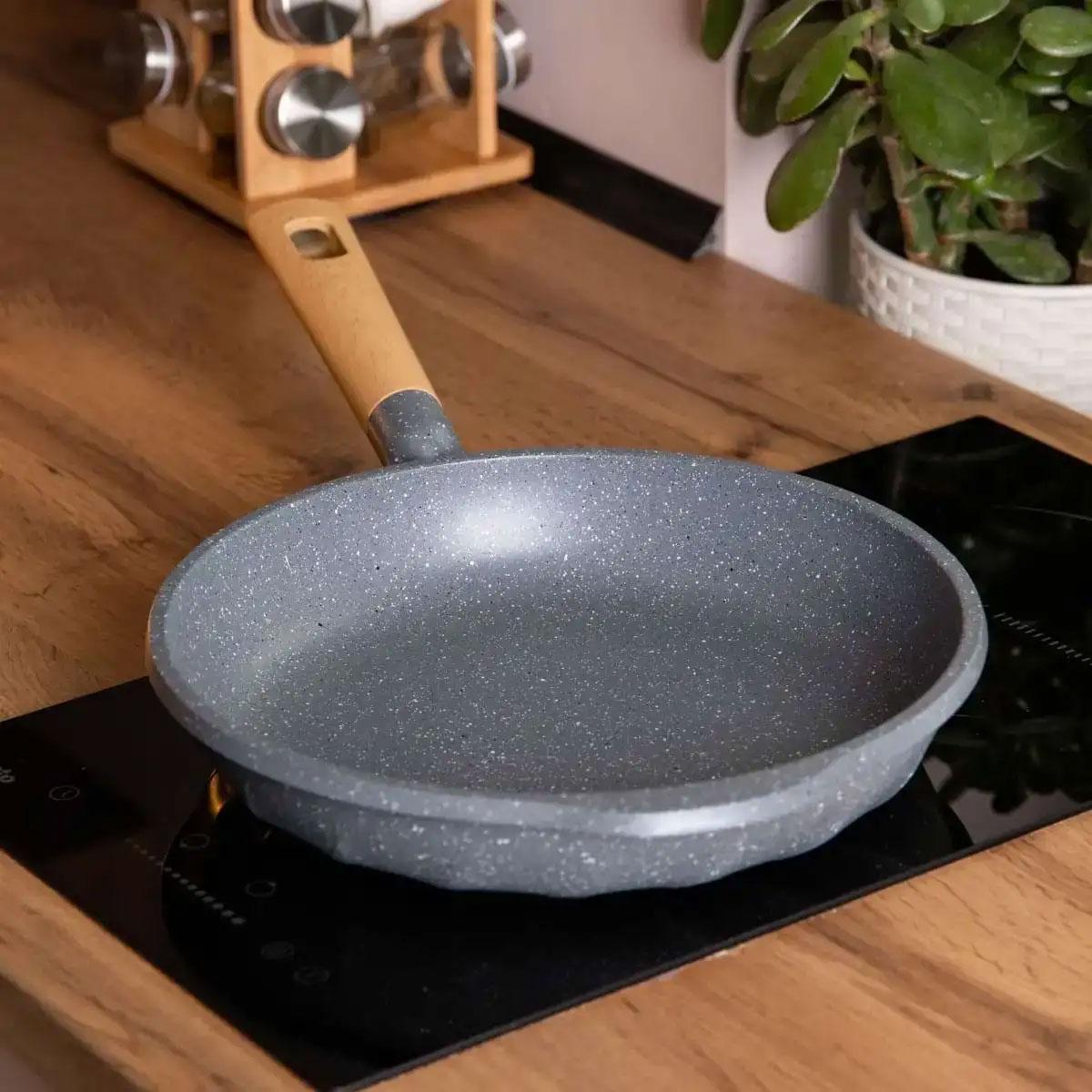 Сковорода алюминиевое дно мраморное/антипригарное покрытие 1,8 л 24 см Grey (HP-4-418G)