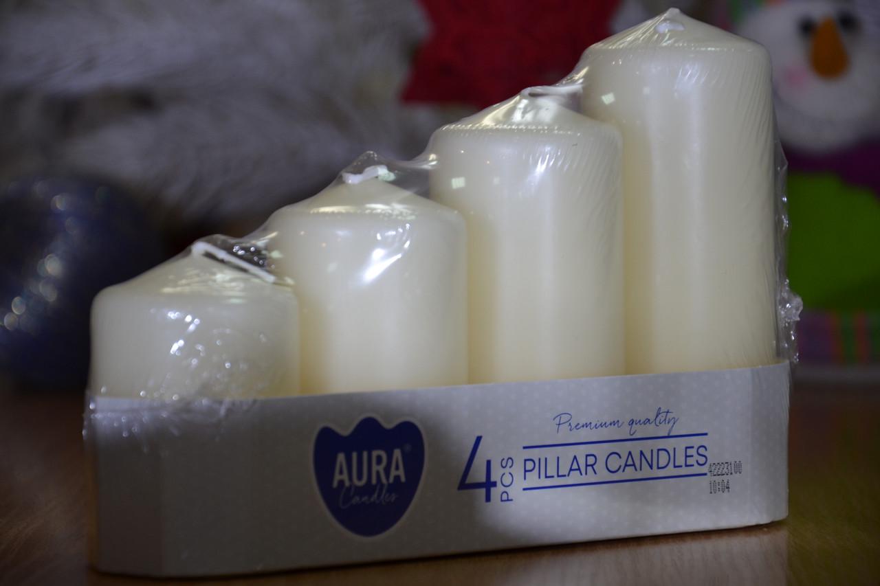 Набор свечей цилиндр Bispol Aura Candles 4 шт. Молочный (sw50/4-011) - фото 4