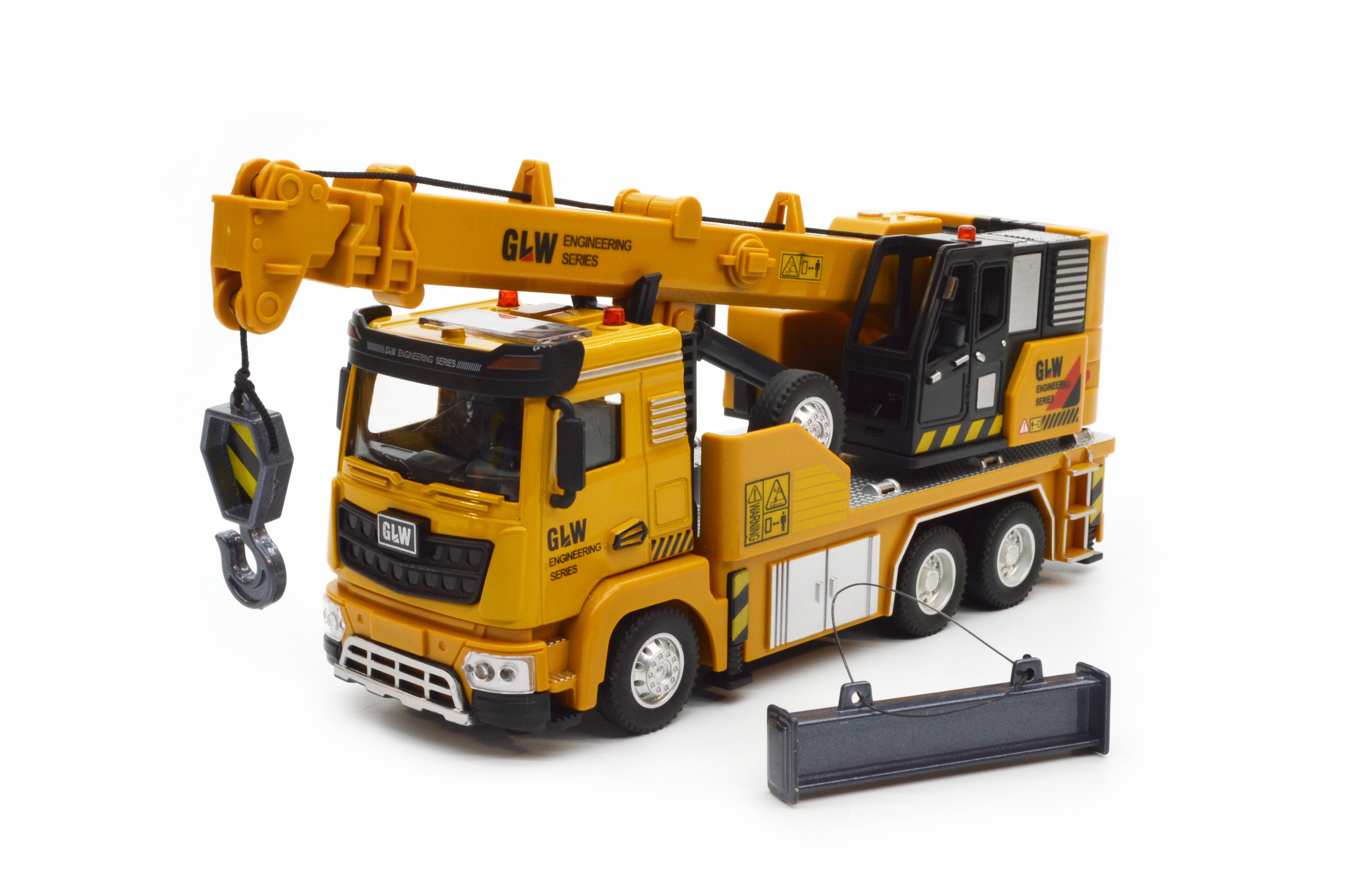 Модель автокрана з металевою кабіною інерція звуки світло (49322)