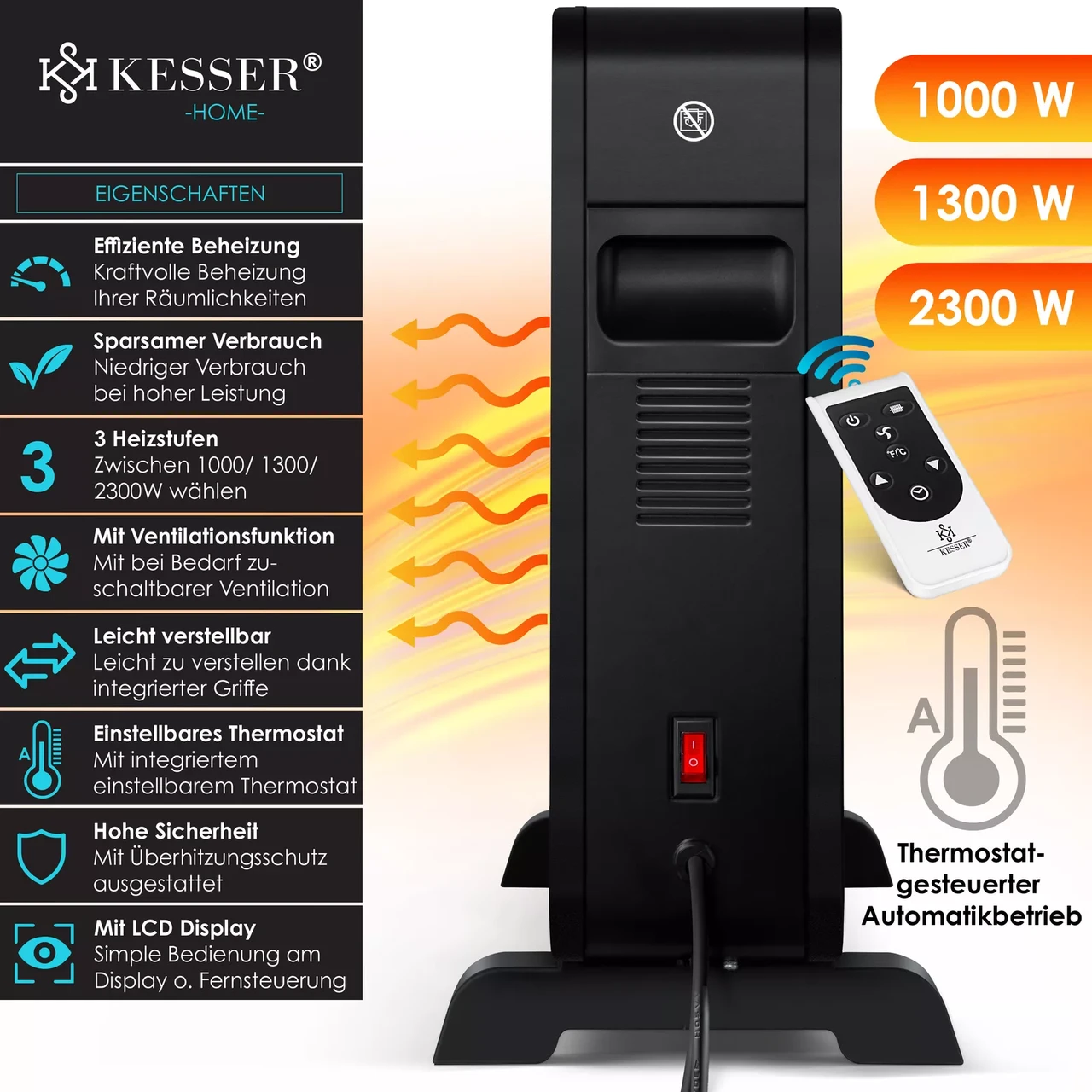 Обогреватель KESSER 2300 Вт 30 м2 37°C (KE-17792sc) - фото 6 Обогреватель KESSER 2300 Вт 30 м2 37°C (KE-17792sc) - фото 6