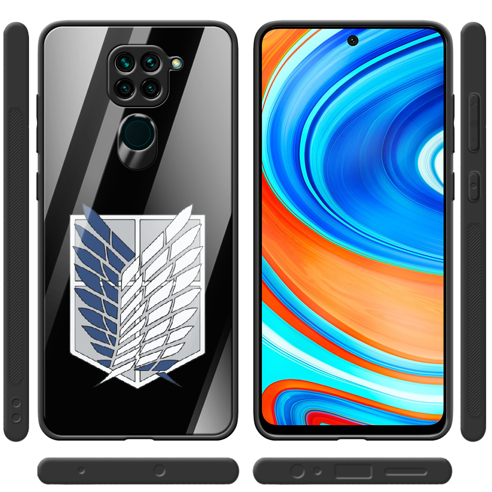 Чохол Boxface Xiaomi Redmi Note 9 Атака Титанів Крила Свободи Чорний силікон зі склом (39801-bk88-40102) - фото 2