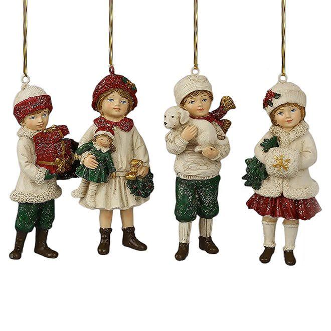 Подвеска новогодняя Flora Детки микс 11 см 8 шт. Белый/Красный/Кремовый (11717)