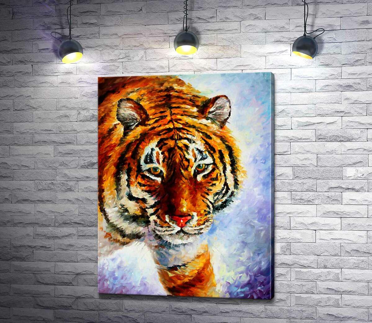 Картина ArtPoster Амурский тигр шагает по заснеженной земле 98x130 см Модуль №1 (000989)