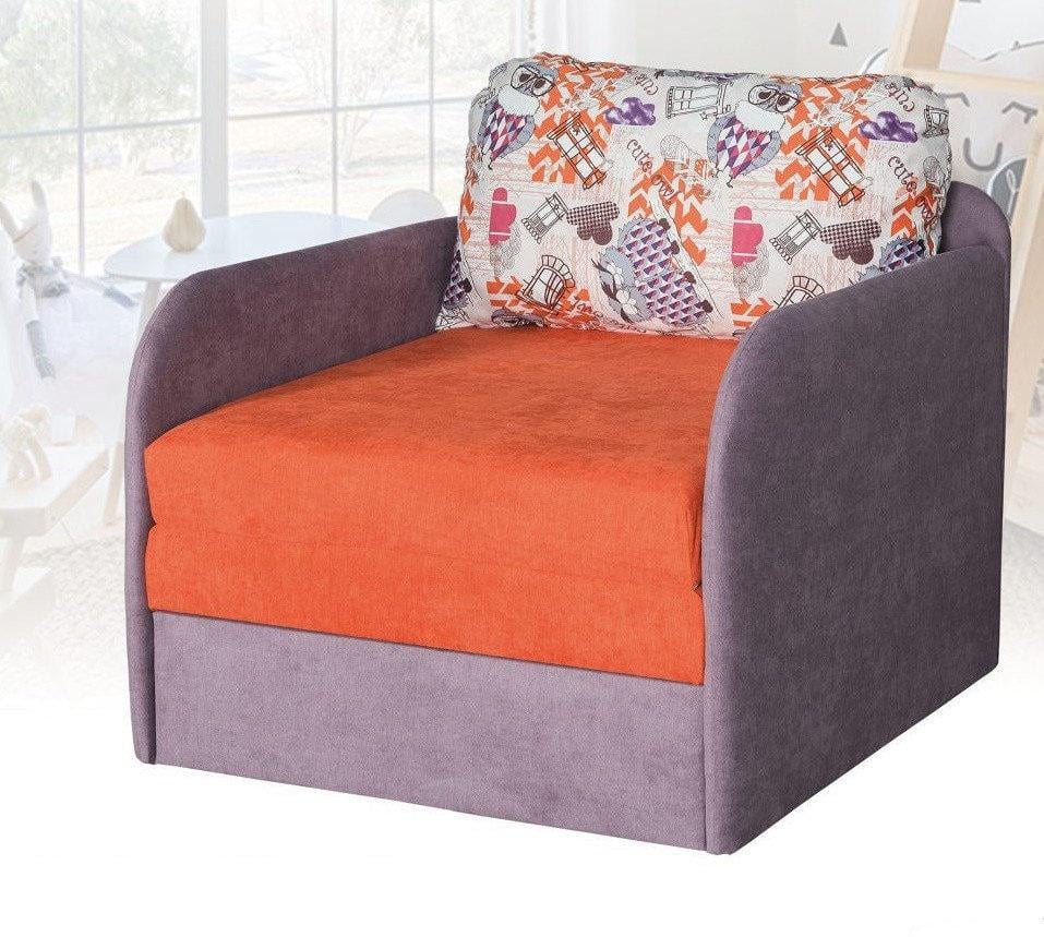 Диван раскладной Мебель-Сервис Юниор New еврокнижка ДСП/дерево ткань Росто Оранжевый/Фиолетовый