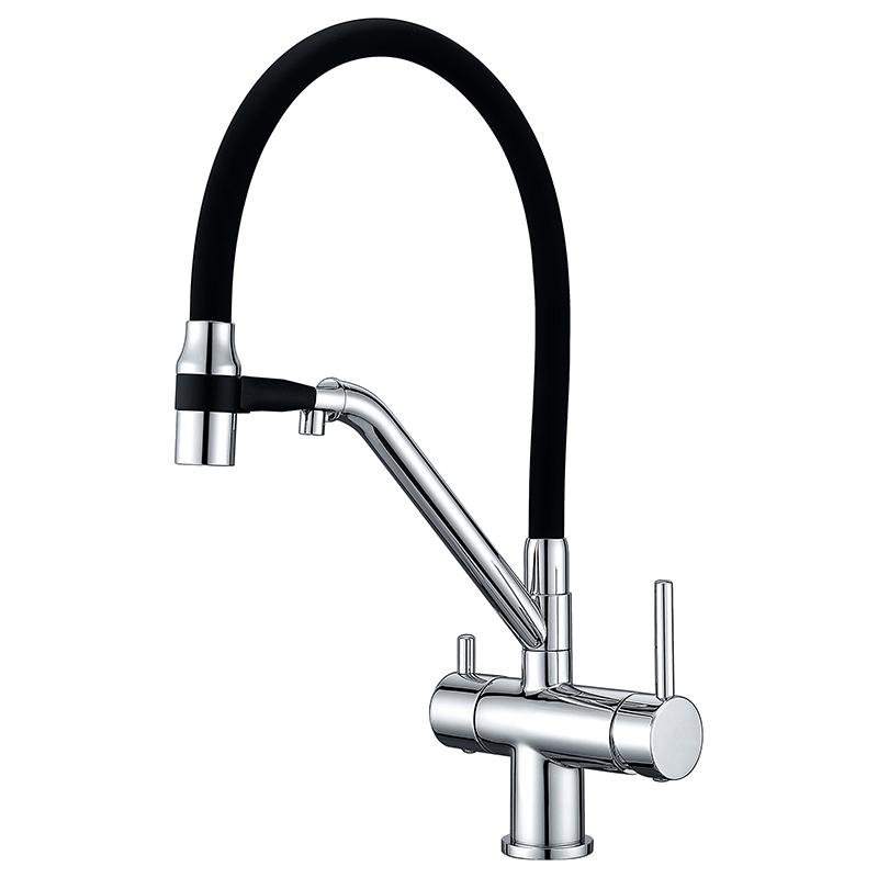 Смеситель для кухни Gappo G4398-80 на две воды Черный (164552)